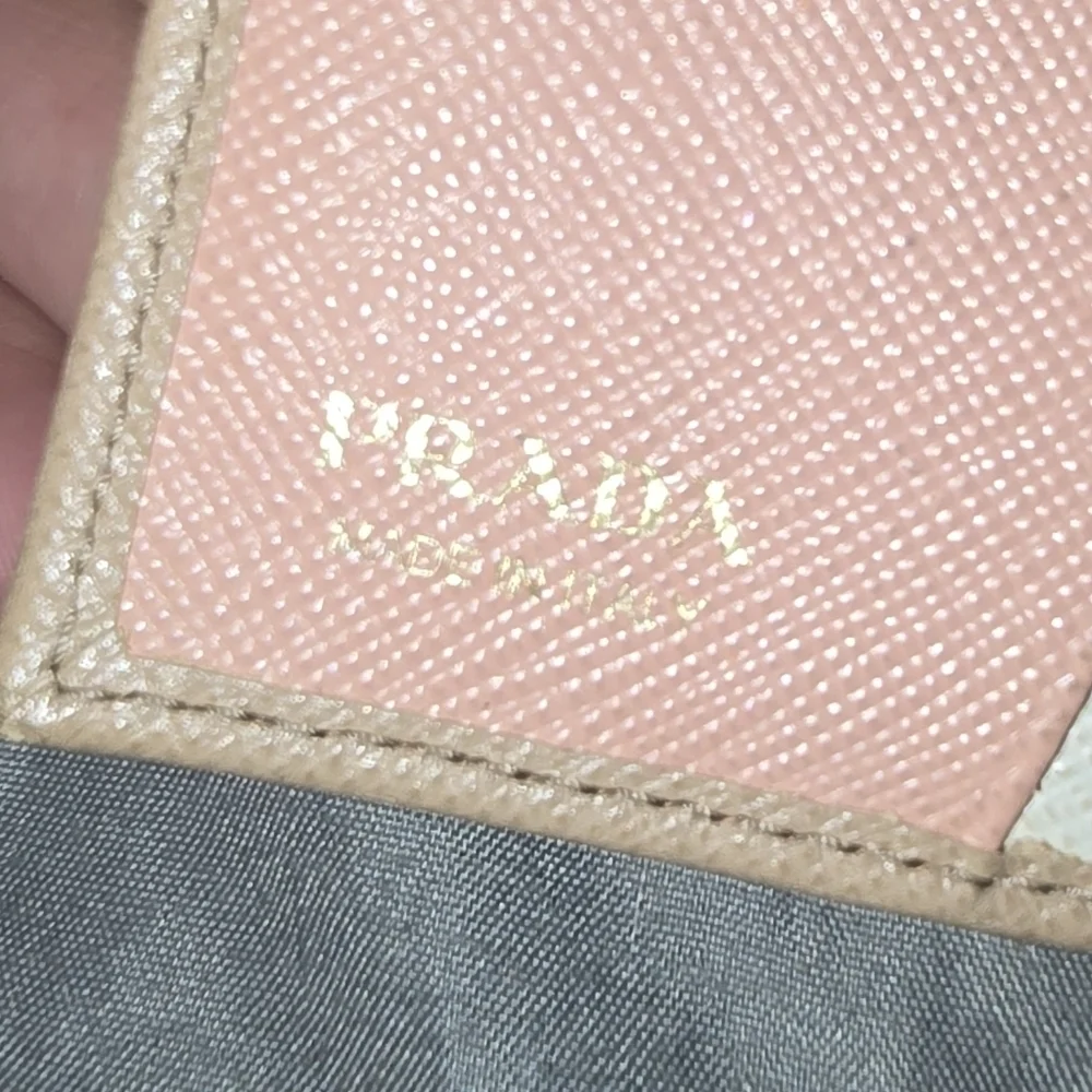 EUC - Prada Cream Leather Women's Wallet With Pink Interior